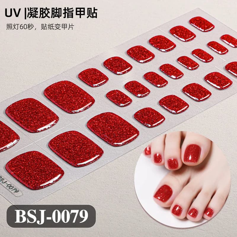 Adesivi in Gel per Unghie dei Piedi, Induribili con Lampada UV, Impermeabili, Stile Coreano, Copertura Completa, Strisce per Piedi