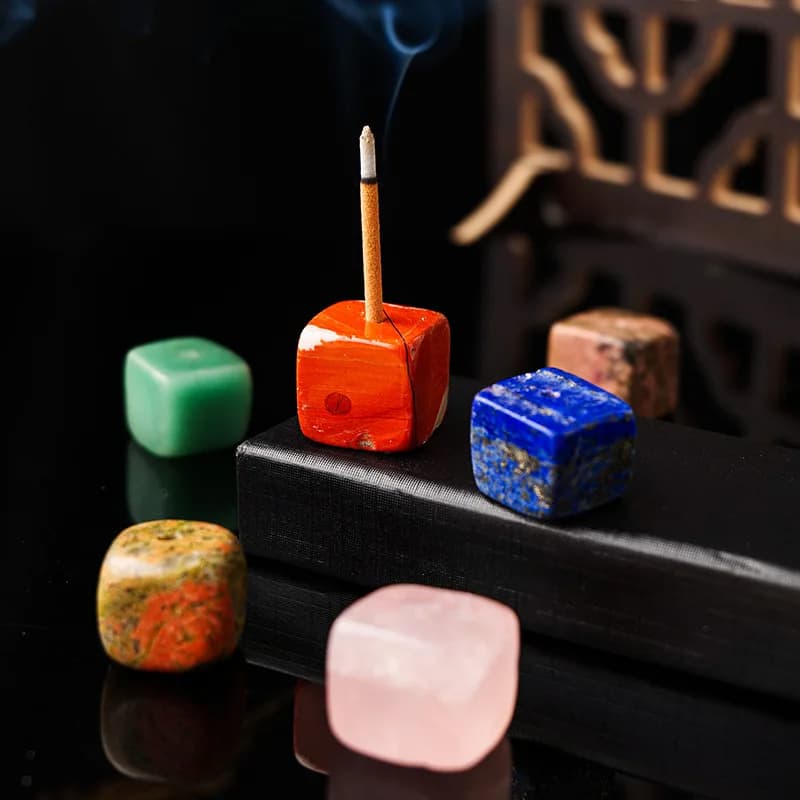 Bruciatori di incenso quadrati con pietre preziose naturali agate cristallo quarzo rosa ametista Base porta incenso aromaterapia decorazione curativa