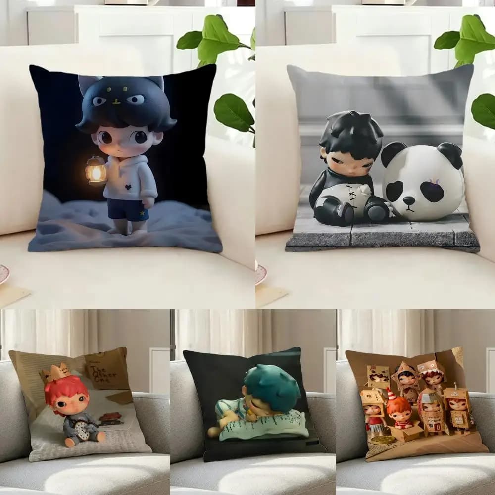 H-Hirono mysterious Cushion Cover Washable Faux Linen Cover Modern Lightweight for Living Room Sofa