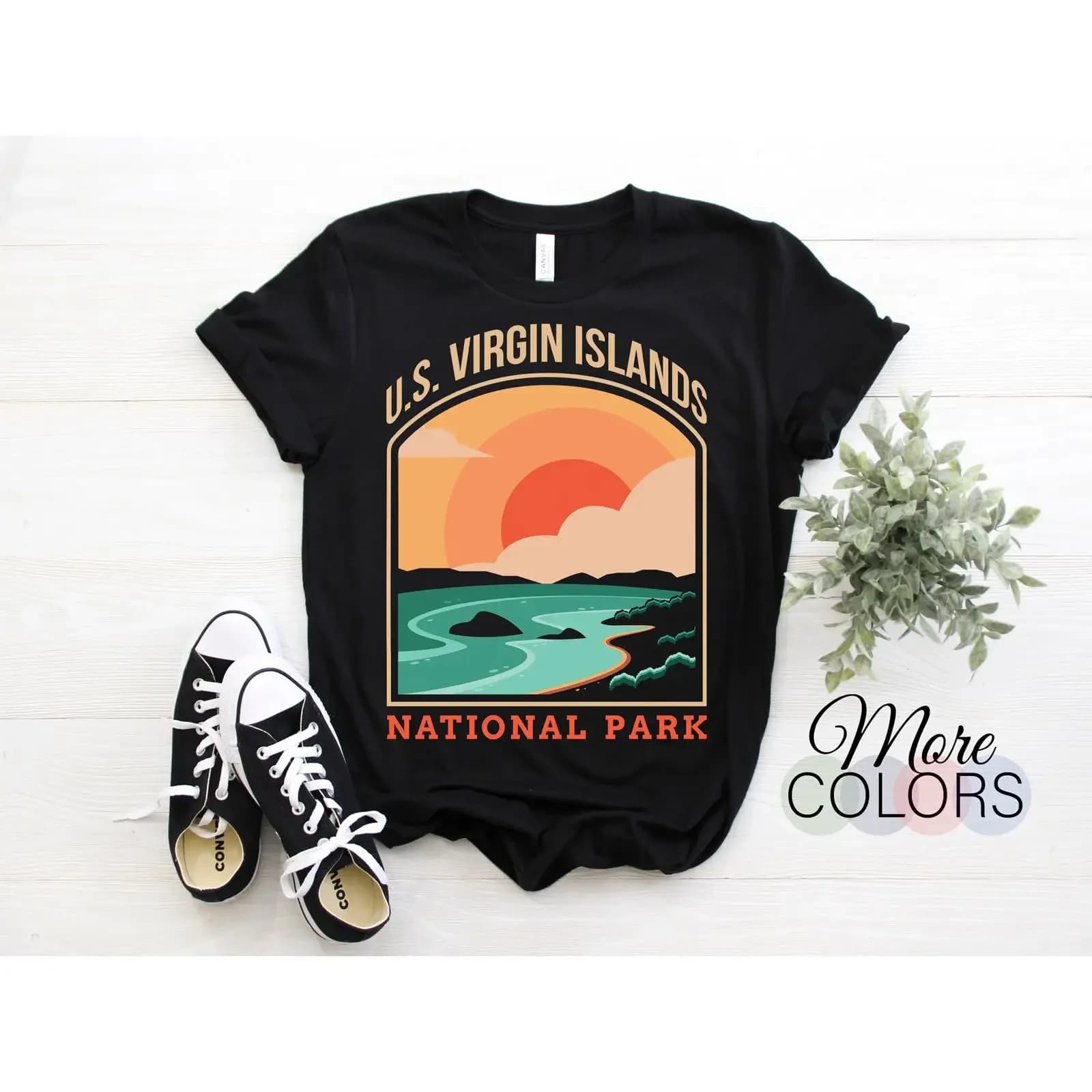 U S Virgin Islands National Park Vintage T Shirt Caribbean Travel Souvenir Camping Hiking for Lover vintage Washed Stylish