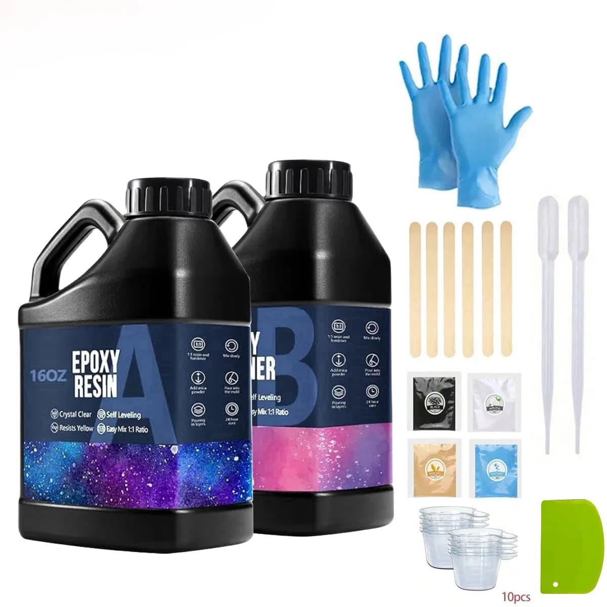 Kit in resina epossidica cristallina da 1000 ml Nessun ingiallimento Nessun bolla Resina artistica Creazione di gioielli Mestiere per colata di legno 1:1 Easy Mix