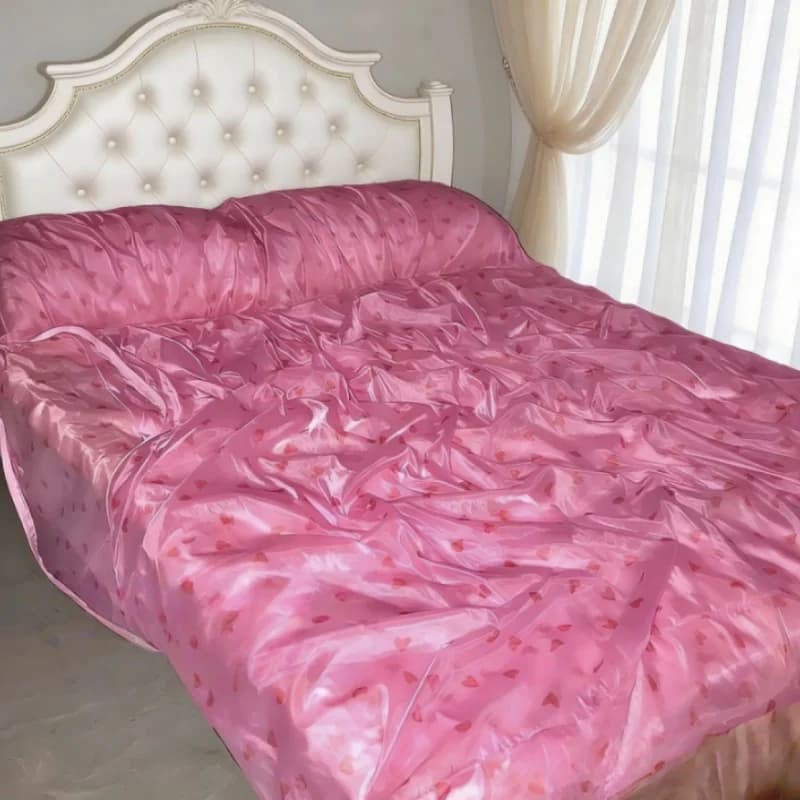 New Large-sized Chiffon Duvet Cover 2.3*2.0m Sexy Sheer Silky Comfortable Naked Sleep Clothing Cosplay Nightclub Sleep Home Set