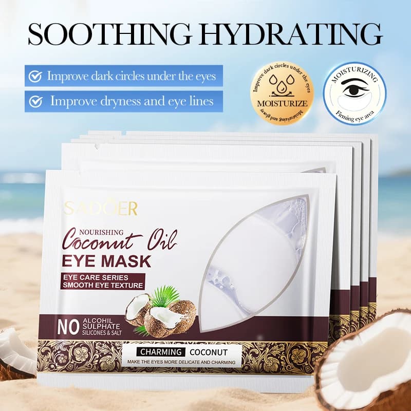 10/20 confezioni di maschere oculari nutrienti all'olio di cocco, maschere oculari idratanti e nutriente per la pelle intorno agli occhi, lenitive per gli occhi, riducono le linee sottili, nutrono, riducono le occhiaie e le linee sottili secche