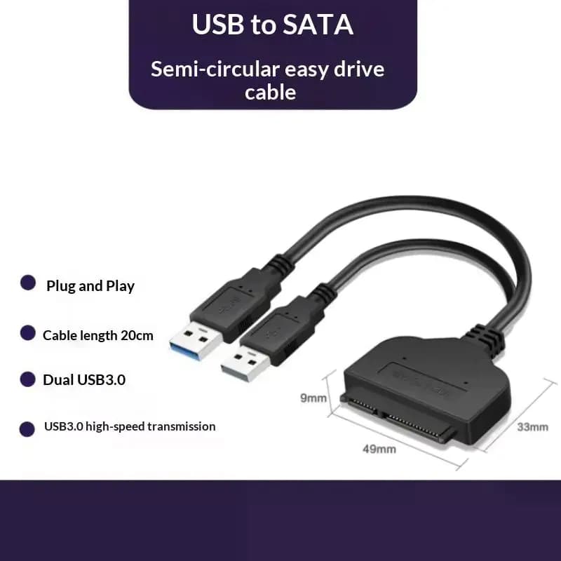 Adattatore da SATA a USB 3.0/2.0 per Disco Rigido, Supporta SSD/HDD Esterni da 2,5 Pollici, Cavo SATA a 22 Pin, Cavo USB-SATA