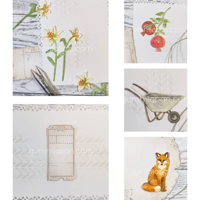 Metal racks for DIY-shaped lilies, pomegranate and poppy, for scrapbooking, with blades for fustelles, punzoni and stencil