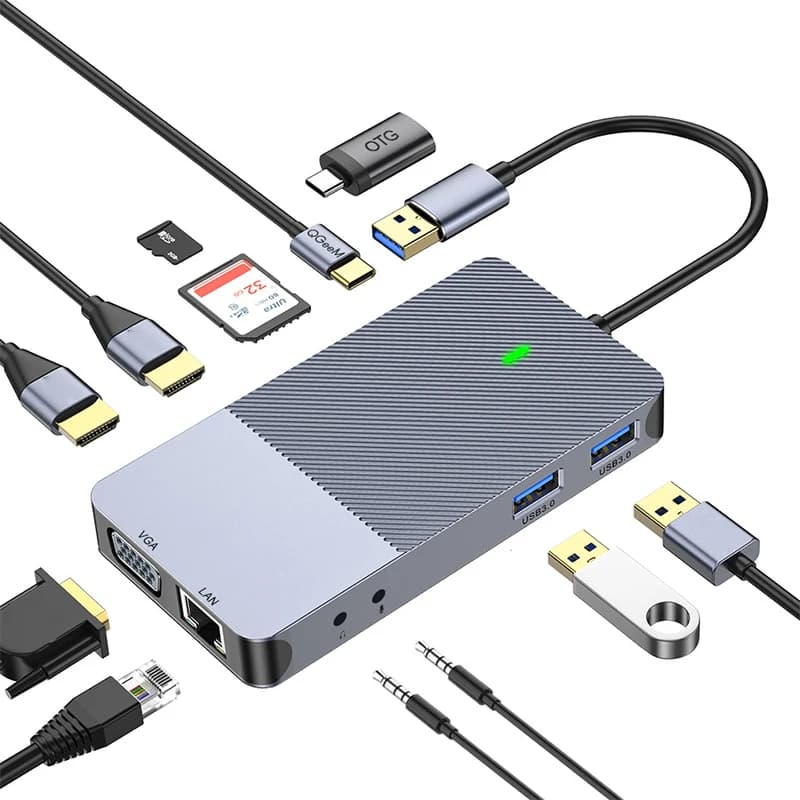 Docking station USB 11 in 1 DisplayLinkHUB hub triplo display Dock di espansione tipo C Frequenza di trasferimento 5 Gbps USB 3.0