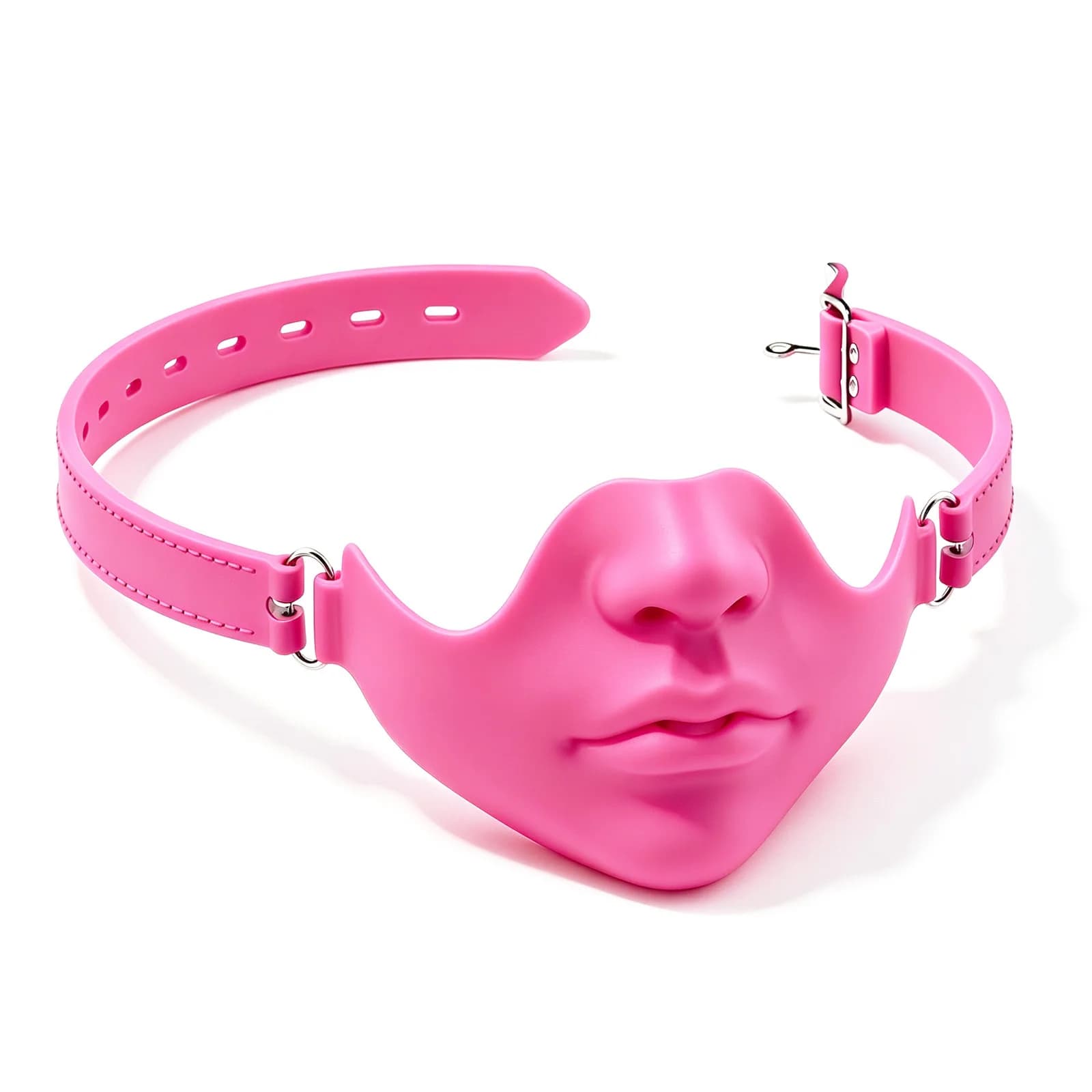 Realistic Human Face Resin Half Face Mask 1Pcs Adjustable Strap for Halloween Costume Parties Prank Props