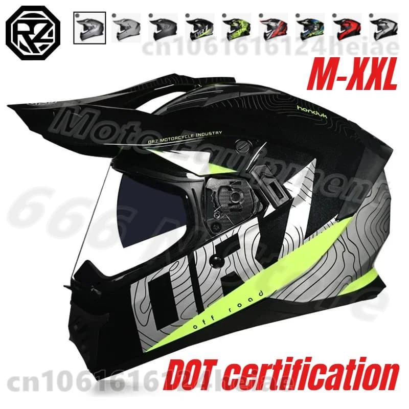 Motorcycle helmet off-road with visor, motocross helmet, racing helmet, approved DOT.