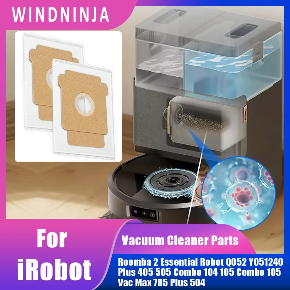 Sacchetto per la polvere per iRobot Roomba 2 Essential Robot Q052 Y051240 Plus 405 505 Combo 104 105 Combo 105 Vac Max 705 Plus 504 Part