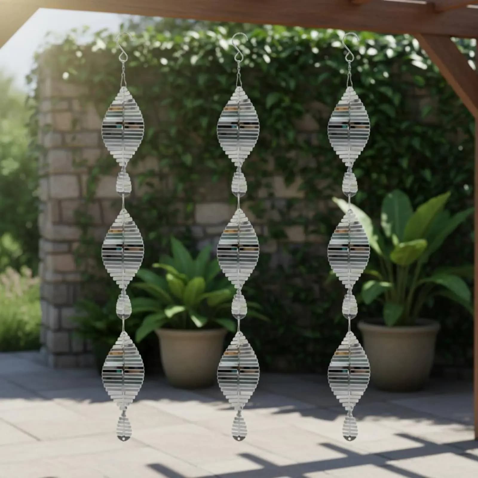 Reflective Fishbone Wind Chime Light-Catching Bird Deterrent Rotator Metal Wind Rotator Easy to Hang Outdoor Decoration for Yard