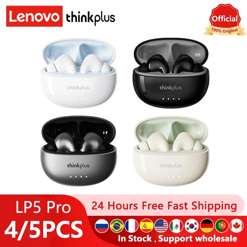 4/5 pcs of Lenovo LP5 Pro TWS headphones, Bluetooth 5.4, HiFi headphones, sports headphones with microphone