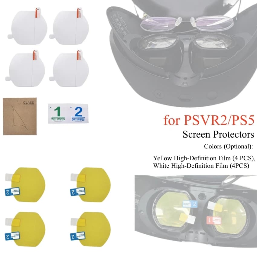 4 PCS Eyeglass Screen Protectors for PSVR2/PS5 Dust-Proof Lens Protector HD Film VR All-in-One Headset Accessory