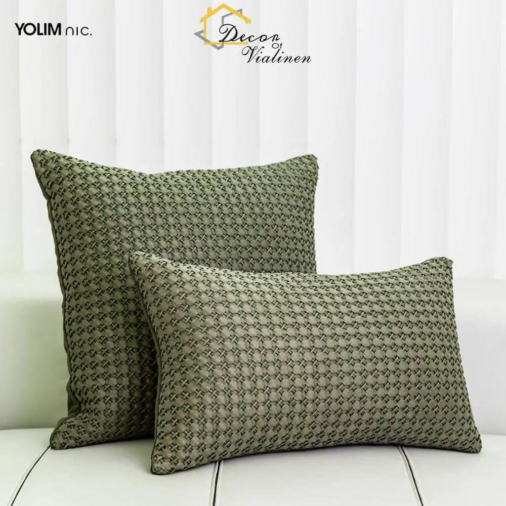 Federa per cuscino intrecciata a mano grigio verde oliva federa rettangolare in vita moderna federa per divano modello di lusso leggero