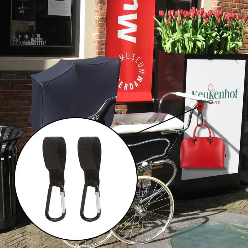 Gancio Universale Regolabile in Velcro per Passeggino, Bicicletta, Bici Elettrica, Moto - Multifunzionale e Portatile per Esterni