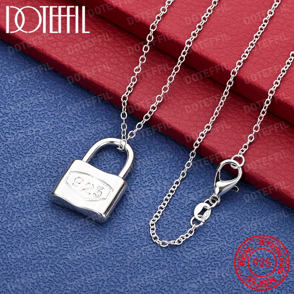 Collana con lucchetto in argento sterling 925 per donna uomo gioielli con ciondoli per feste di fidanzamento e matrimonio