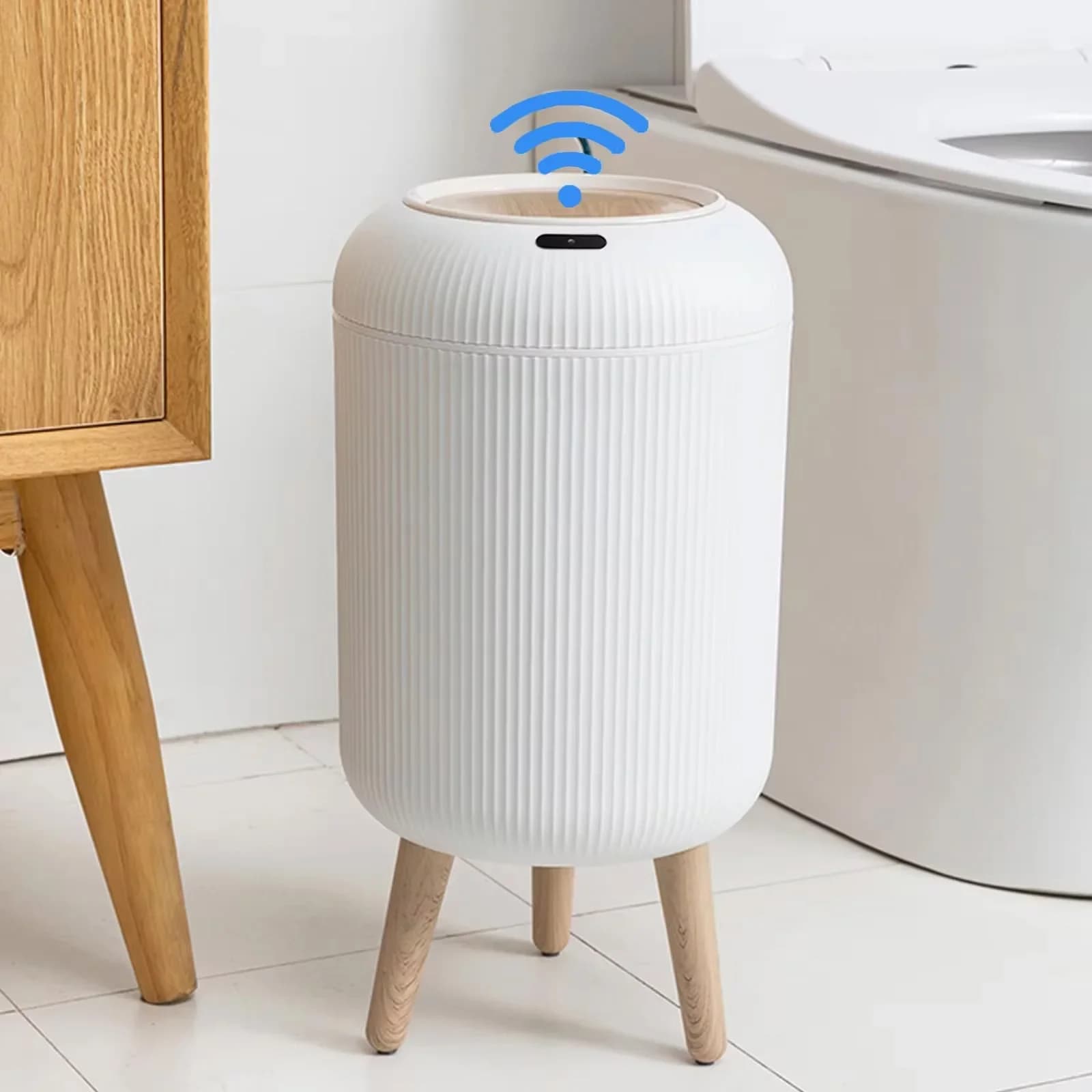 Motion Sensor Automatic Trash Can with Lid, Small Plastic Smart Bin for Kitchen, Bathroom, Bedroom & Office