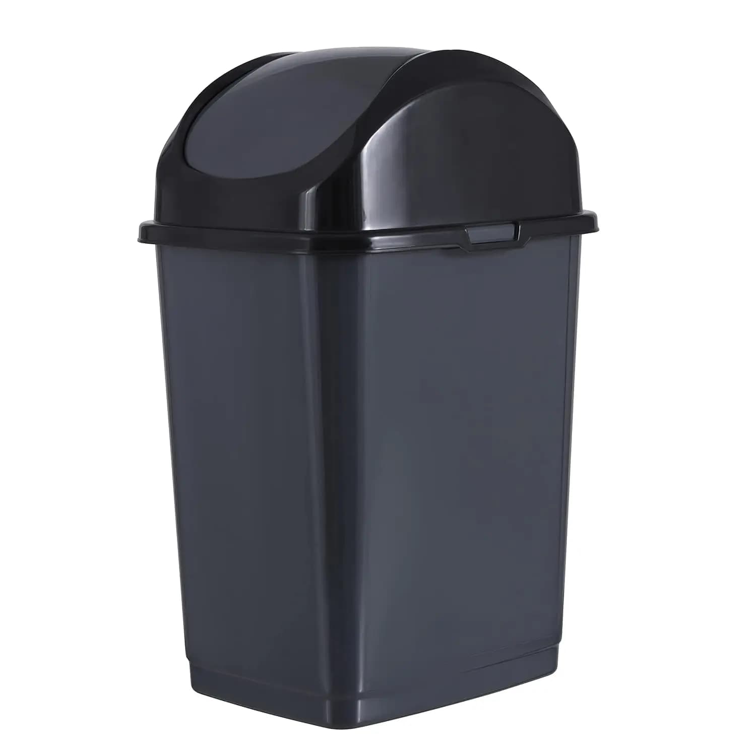 Cestino per Rifiuti Compatto in Plastica da 2,5 Galloni con Coperchio a Battente, Contenitore Sottile per Sotto la Scrivania, Ufficio, Camera da Letto, Grigio Scuro