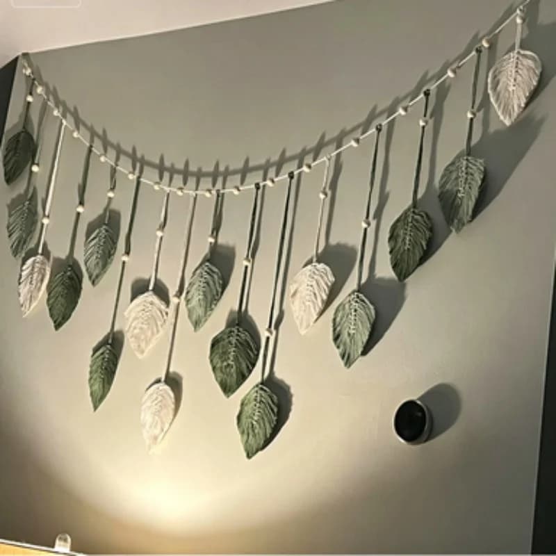 Hand-Woven Leaf Tapestry, Nordic Style Home Decor Wall Hanging for Room Wall DecorationArtistic styleliteraryLiterary style