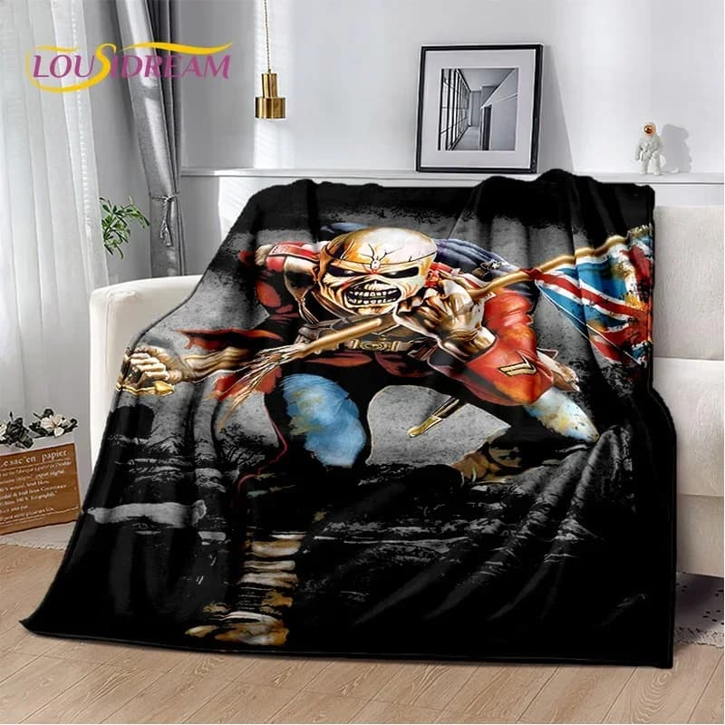 Coperta in flanella morbida 3D I-Iron M-Maiden HD Metal Band per letto, camera da letto, divano, picnic, coperta per esterni, tempo libero, regalo