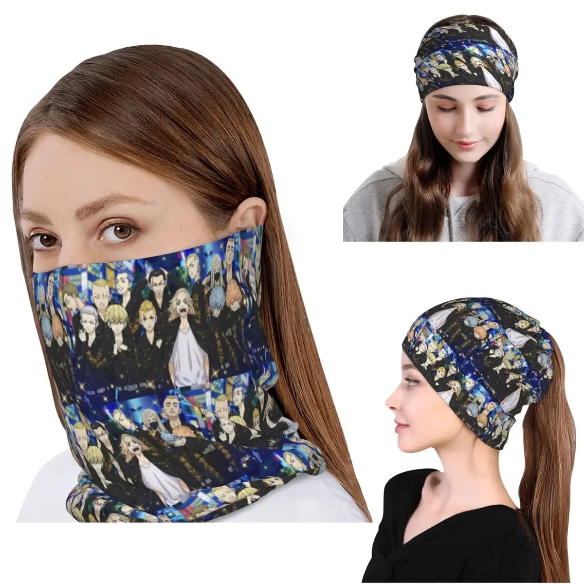Tokyo Revengers Bandana, Scaldacollo, Maschera, Sciarpa Multiuso, Sciarpa da Ciclismo, Berretto per Uomo Donna Adulto Invernale