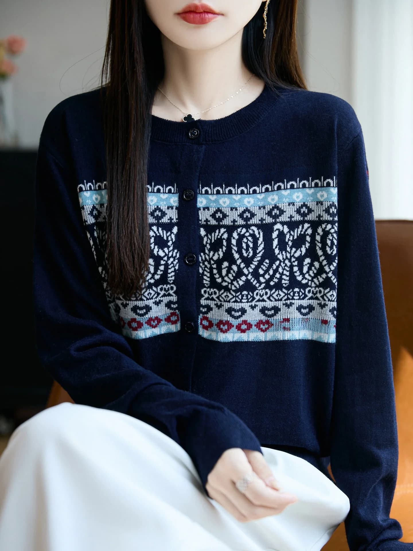 Retro Premium Knitted round Neck Open Cardigan Women's Fashion Slimming Loose Sweater Jacket Soft Long Sleeve Autumn 2025