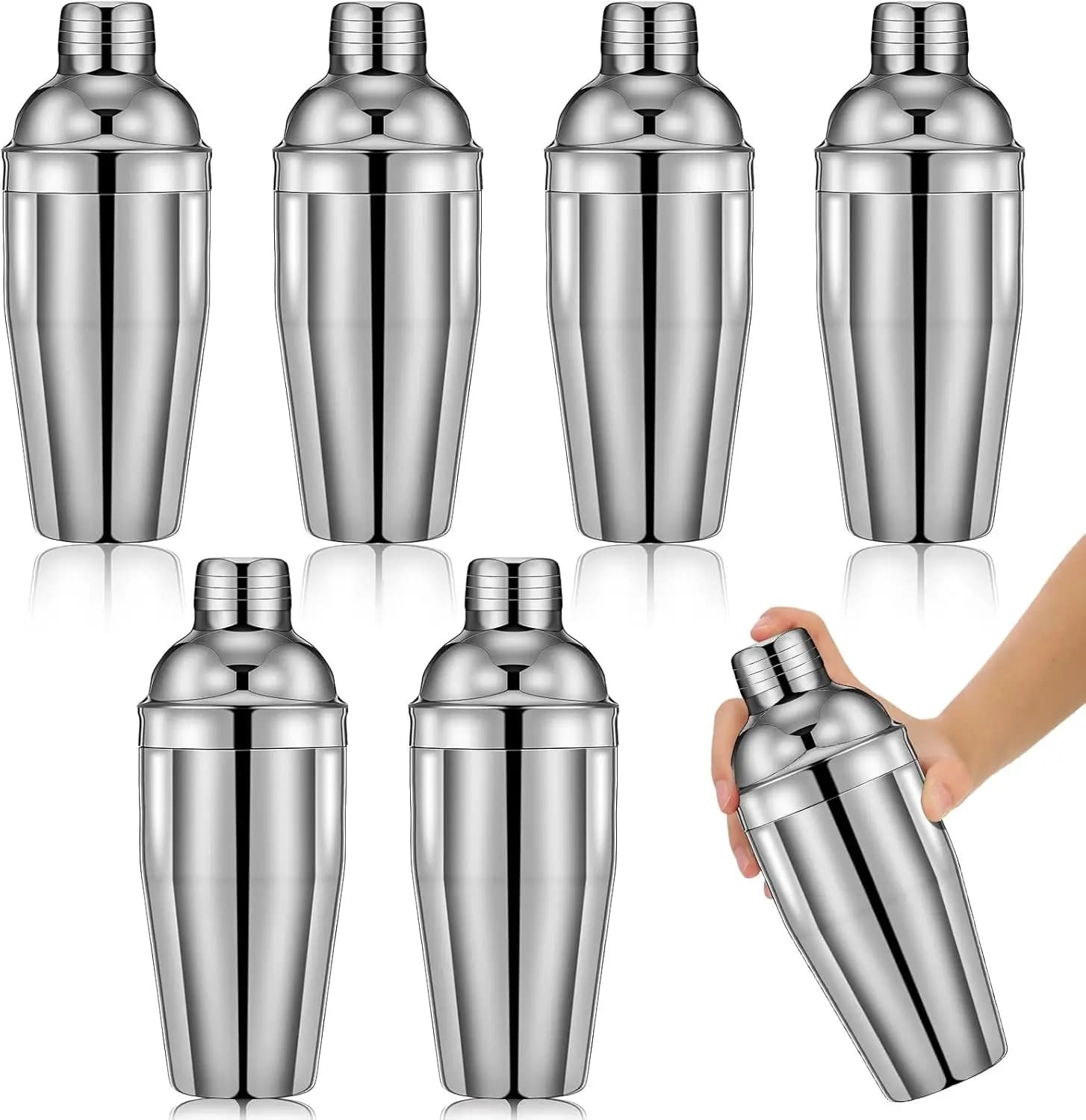 Set Shaker per Cocktail 6 Pezzi, Mixer Professionale in Acciaio Inox per Martini con Colino Integrato, Shaker Boston Senza Perdite