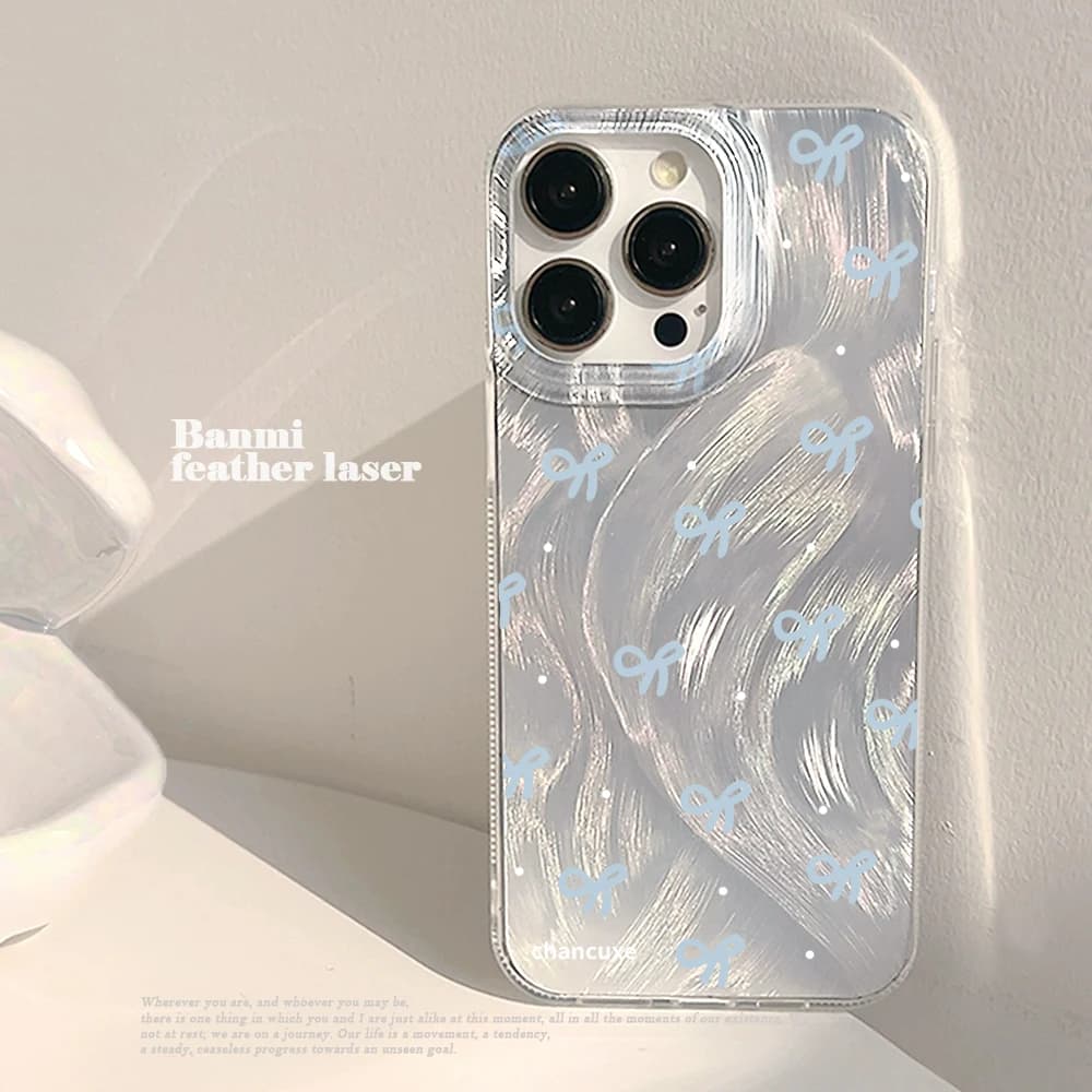 Pastel Blue Bow Knot Print Phone Case For iPhone 15 17 16 14 13 12 11 Pro Max 16 15 14 7 8 Plus X XS XR 16E 17E Protector Cover