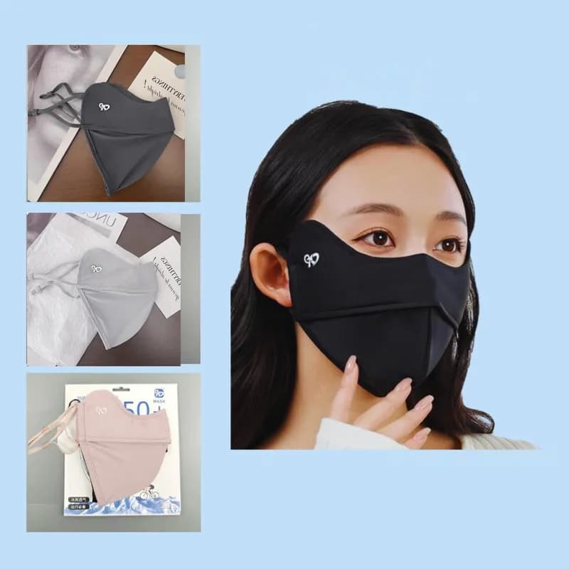 Sunscreen Face Scarf Thin Ice Silk Mask Summer Cover Veil Eye Protection Gini Golf Pattern Randomly On The Left Or Right Faces