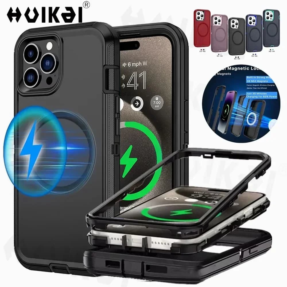 Case For iPhone 17 Pro Max 16 15 Pro Max iphone 16 Pro Max Heavy Duty Shock Absorption Full Body Protective Silicone Rubber Cas