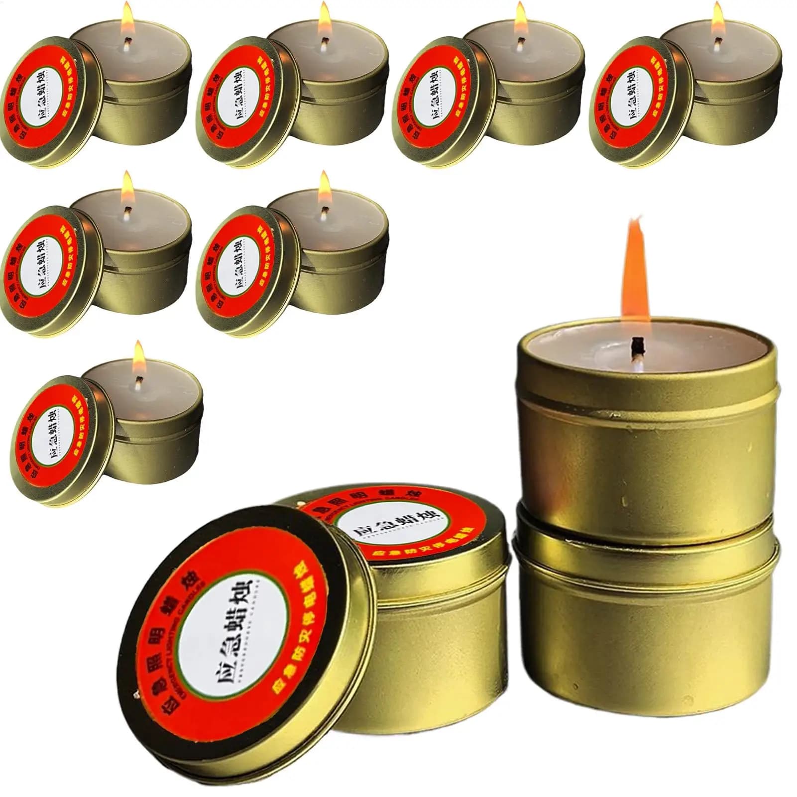 Candele di emergenza a lunga durata, 10 candele di sopravvivenza antivento senza fiamma e senza profumo per interruzioni di corrente domestiche, campeggio all'aperto