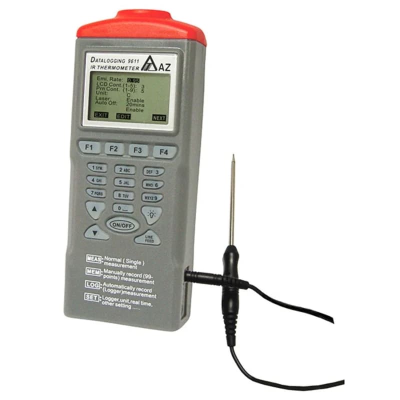 Termometro digitale a infrarossi AZ9612 Termometro per alimenti senza contatto Registratore di temperatura a infrarossi con sonda stick -40~500 ℃
