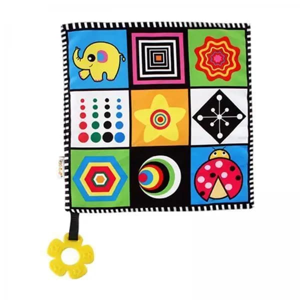 Asciugamano Calmante per Neonati, Coperta Quadrata in Peluche con Massaggiagengive per Accessori e Sonno dei Neonati