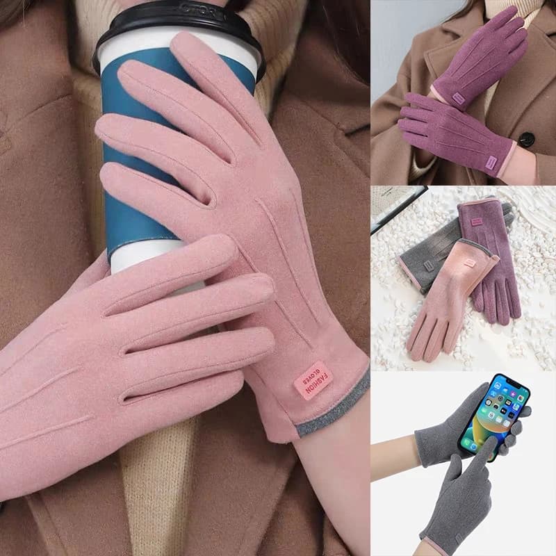 NUOVI Guanti Invernali da Donna in Peluche Spesso, Caldi Guanti in Camoscio per Esterno, Touchscreen, per Guida, Sport e Ciclismo
