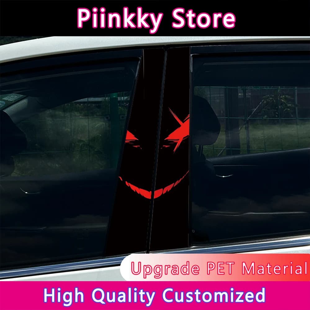 Eivl Cool Demon Smiling Face Car Stickers Decals Auto B Doors Pillar Waterproof Halloween Decoration DIY Sunscreen Decals