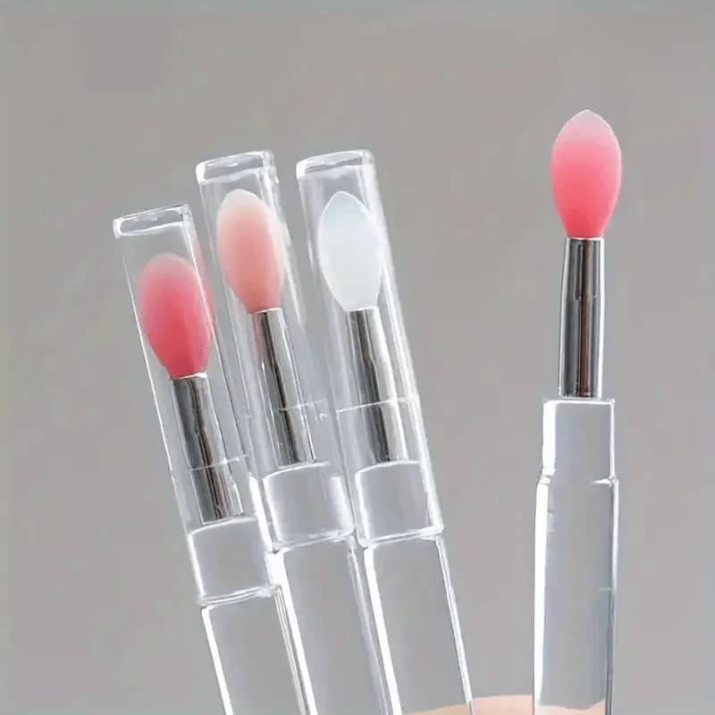 20 portable silicone lip brushes with lid, multifunctional soft applicators for lip balm, lipstick and lip gloss