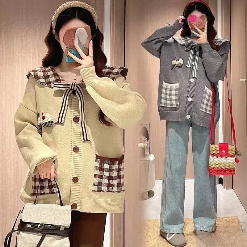 Sweet Harajuku Japanese Style Knit Pullover Women Loose Fit Solid Color Soft Warm Long Sleeve Daily Casual Sweater Apparel