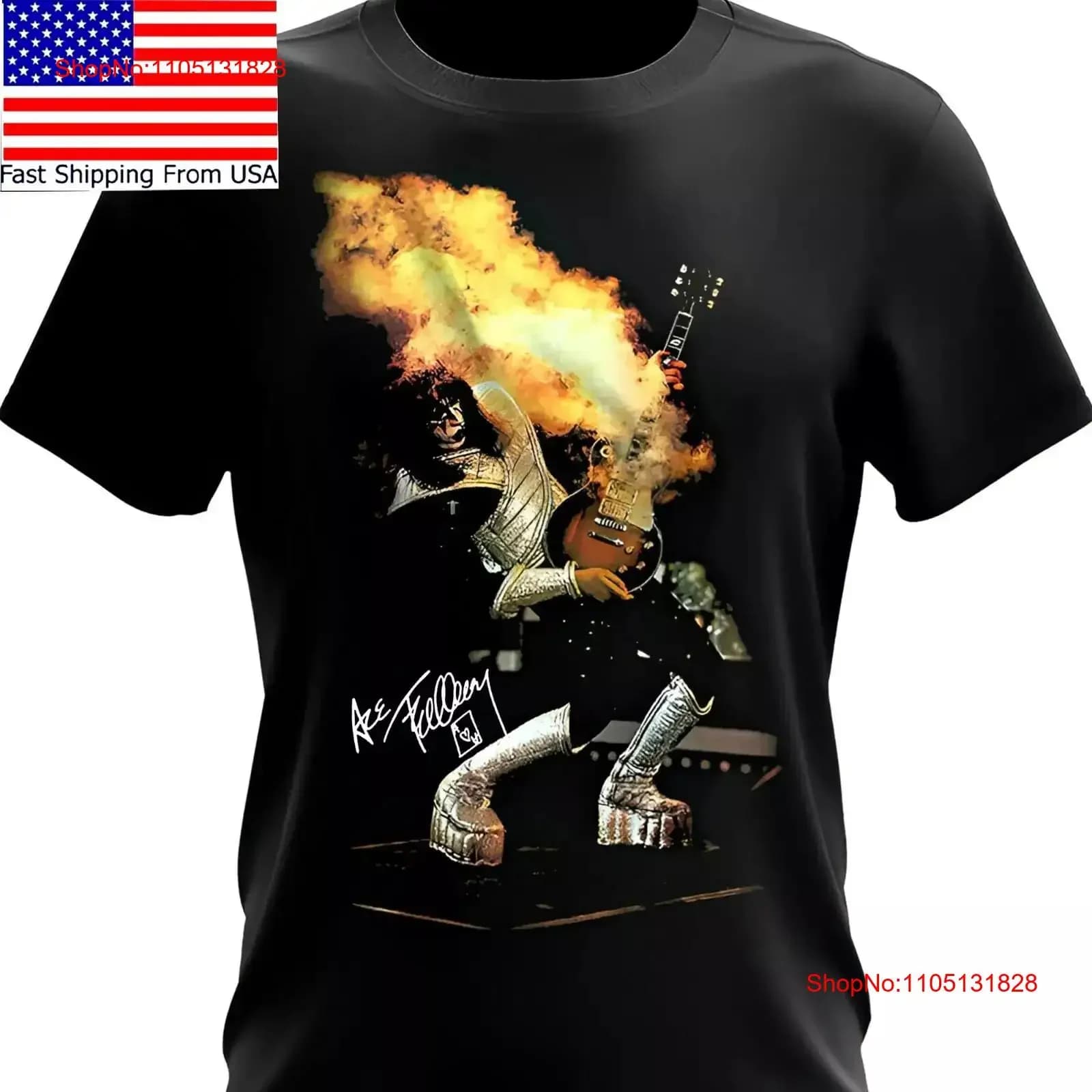 Ace Frehley Guitarrista T Shirt Classic Black S 5XL JU416 vintage lavato elegante morbido abiti firmati grafica homme