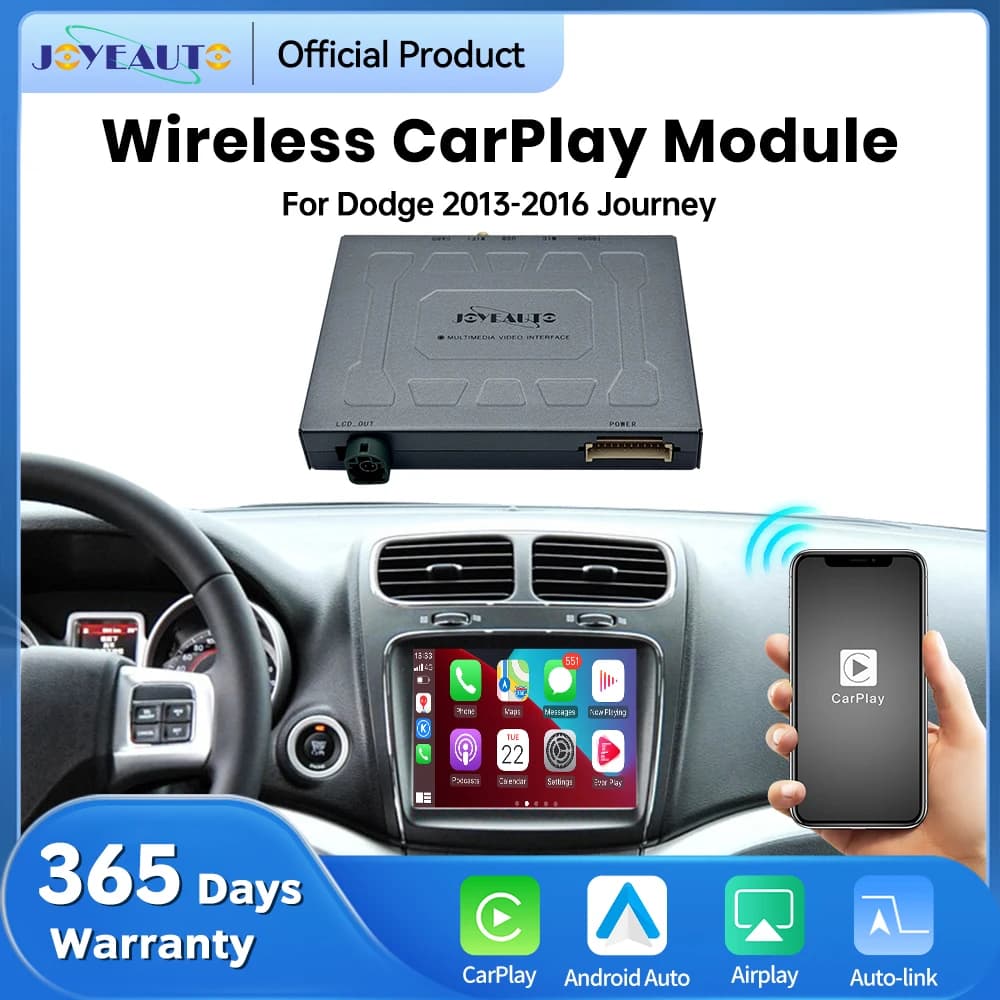 JoyeAuto Decoder Wireless CarPlay Android Auto Retrofit per Dodge 2010-2016 con Uconnect Journey Charger da 8.4" e Mirror-Link USB Flash