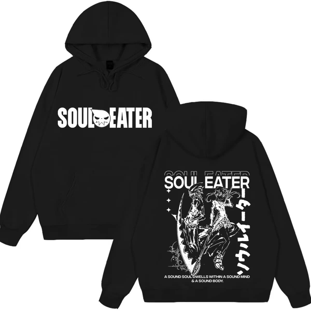 Soul Eater Maka Albarn Soul Evans Couple Hoodie Men Women Cotton Graphic Printed Long Sleeve Oversized Anime Harajuku Pullover