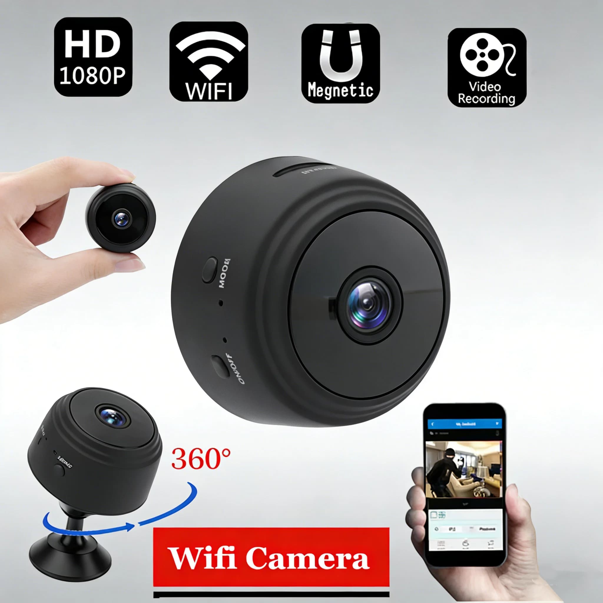 Monitor di sicurezza per telecamera WiFi A9 Mini videocamere HD 1080P per interni Versione notturna Video Protezione di sicurezza per telecamera intelligente