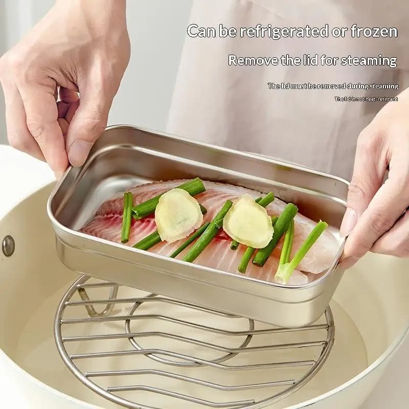 Portable 304 Stainless Steel Lunch Box Reusable Sealed Leak Proof Fruit Salad Food Bento Box For Student Office Worker