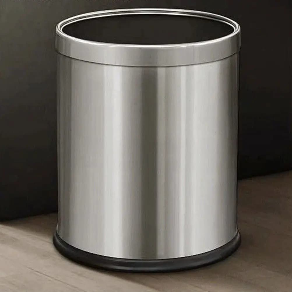Stainless Steel Trash Can Household Garbage Bin Kitchen Office Bedroom Waste Basket Recycle Bin Home Use Compact Dustbin