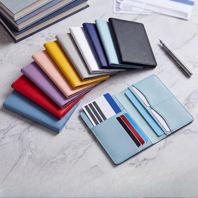 Creative Solid Color Pu Leather Passport Holder Case Travel Passport Book Protective Cover Leather Multi-card Credit Card Bag