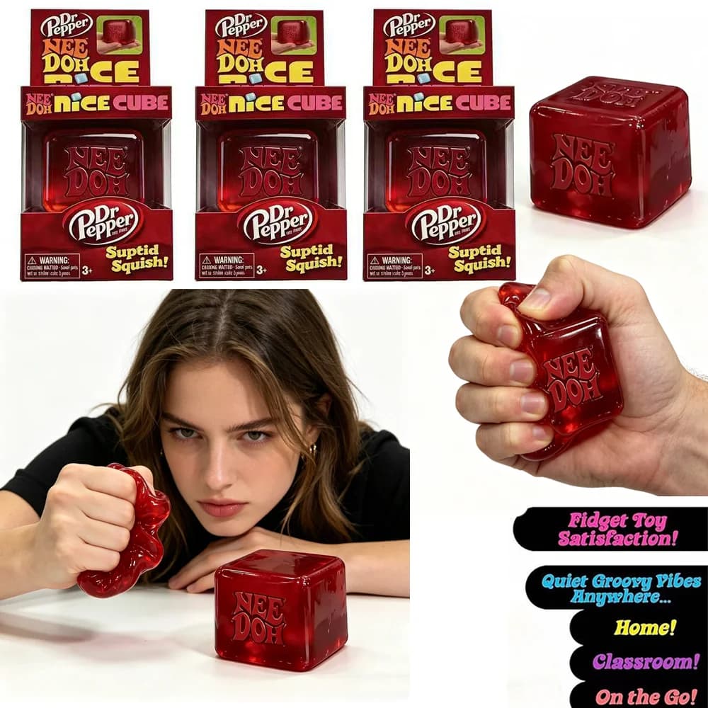 Giocattolo Squishy Dr Pepper Nee Doh Jelly Cube, Giocattolo Antistress Super Morbido, Giocattolo da Spremere per Alleviare l'Ansia per Bambini e Adulti
