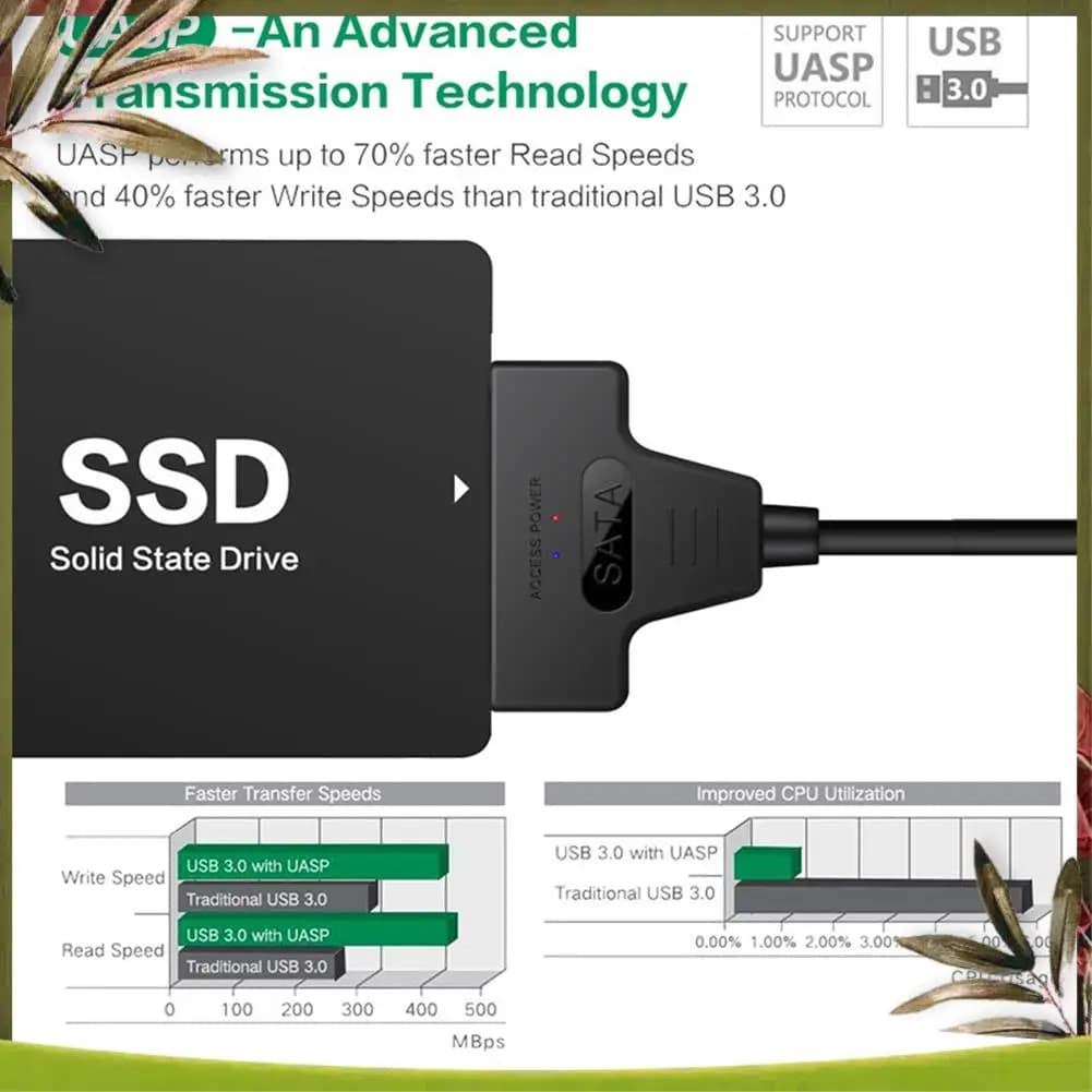 Nuovo-2 in 1 cavo SATA a USB 3.0 SATA a tipo C disco rigido esterno adattatore convertitore 22 pin per HDD/SSD da 2,5 pollici