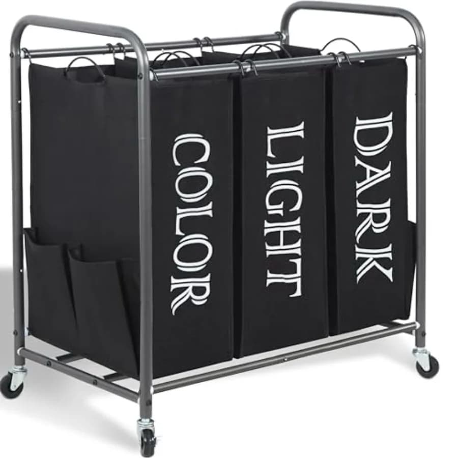 Carrello Portabiancheria da 16 L (5,9 Galloni) con Ruote Bloccabili e Sacca Rimovibile, Organizzatore per Vestiti