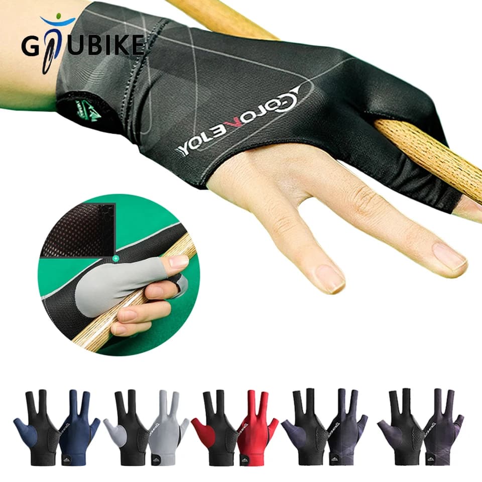 GTUBIKE 1PCS Billiard Glove for Left and Right Hand Elastic three-tip non-slip three-tip biliary glove breathable for snooker Fitness