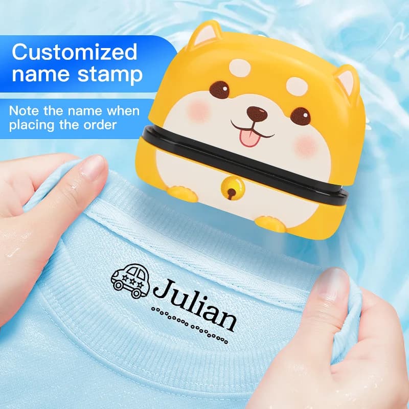 ‌ Set di timbri personalizzati per bambini: timbro con nome impermeabile personalizzato per materiale scolastico, borse da viaggio e regali, design ecologico