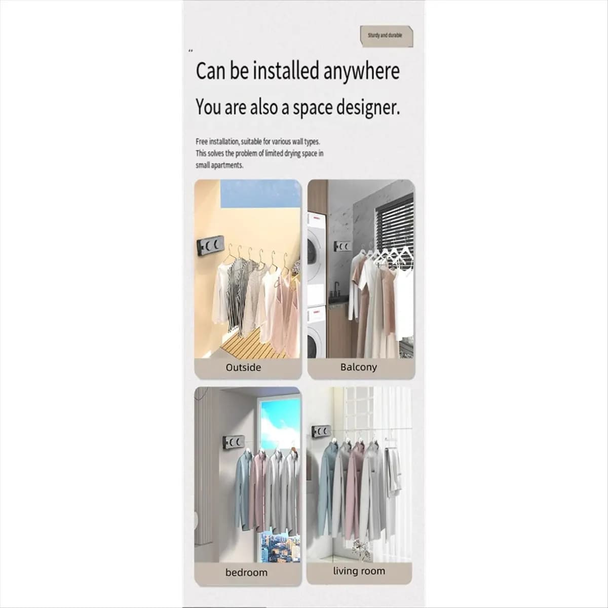 [N84R] 5.1 Meters Retractable Clothesline Dryer Indoor/Outdoor Bathroom Drying Rack Clothes Rack Laundry Drying Hanger Double B
