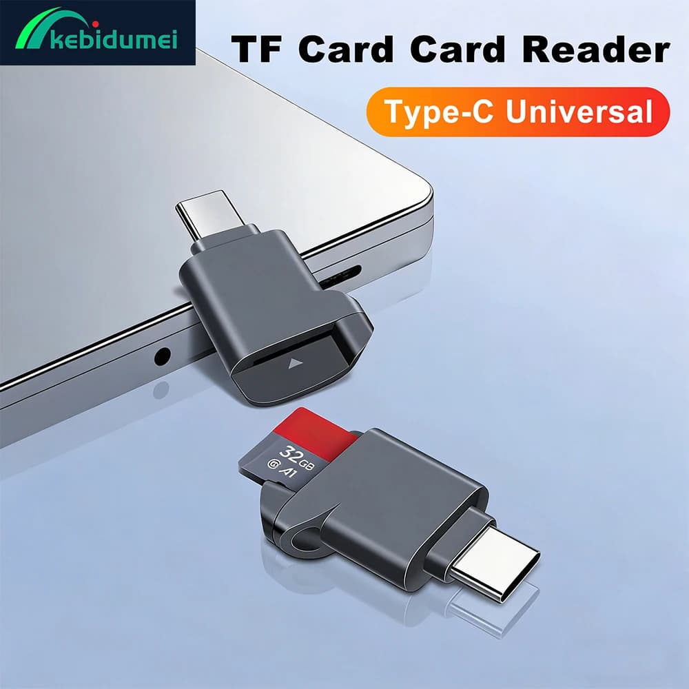 Kebidumei Lettore di schede Mini TF USB Type C 2.0, supporta capacità fino a 2TB, trasferimento ad alta velocità, universale per dispositivi Type C, telefono, laptop